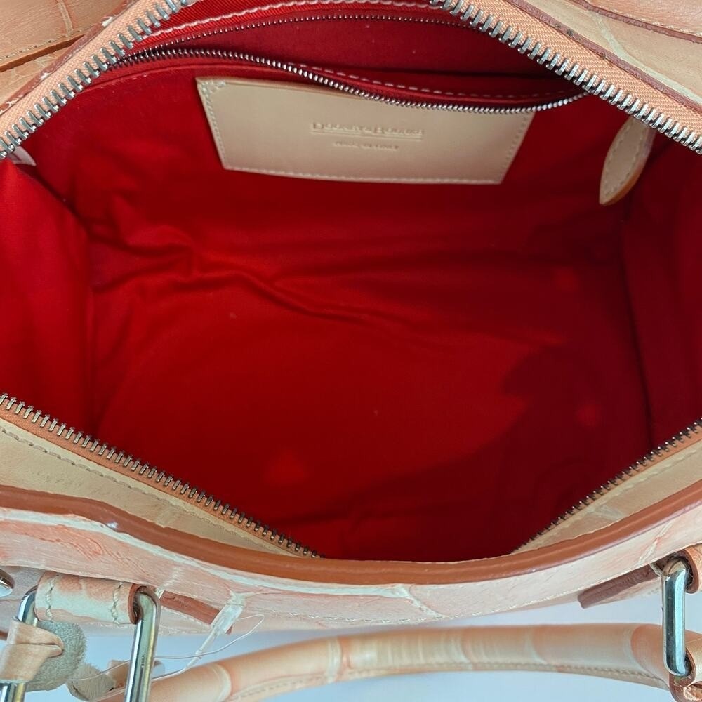 Vintage Y2K Dooney & Bourke Croc Leather Satchel Handbag Peach Charm Pockets NWT - Picture 8 of 13